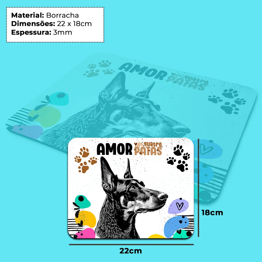 Imagem 2 de 4 do produto Mouse Pad Amor De Quatro Patas - Cachorro Doberman