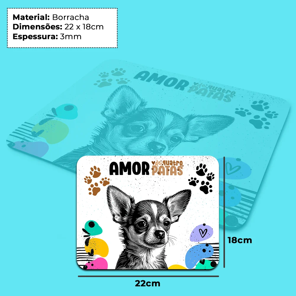 Mouse Pad Amor De Quatro Patas - Cachorro Chihuahua Mouse Pad Amor De Quatro Patas - Cachorro Chihuahua