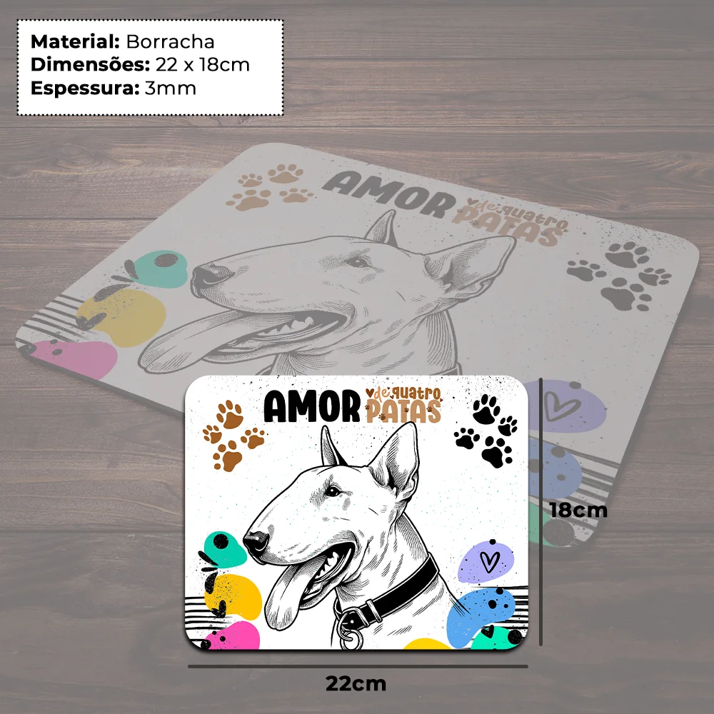 Imagem 2 de 4 do produto Mouse Pad Amor De Quatro Patas - Cachorro Bull Terrier