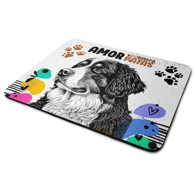 Mouse Pad Amor De Quatro Patas - Cachorro Bernese - 22x18