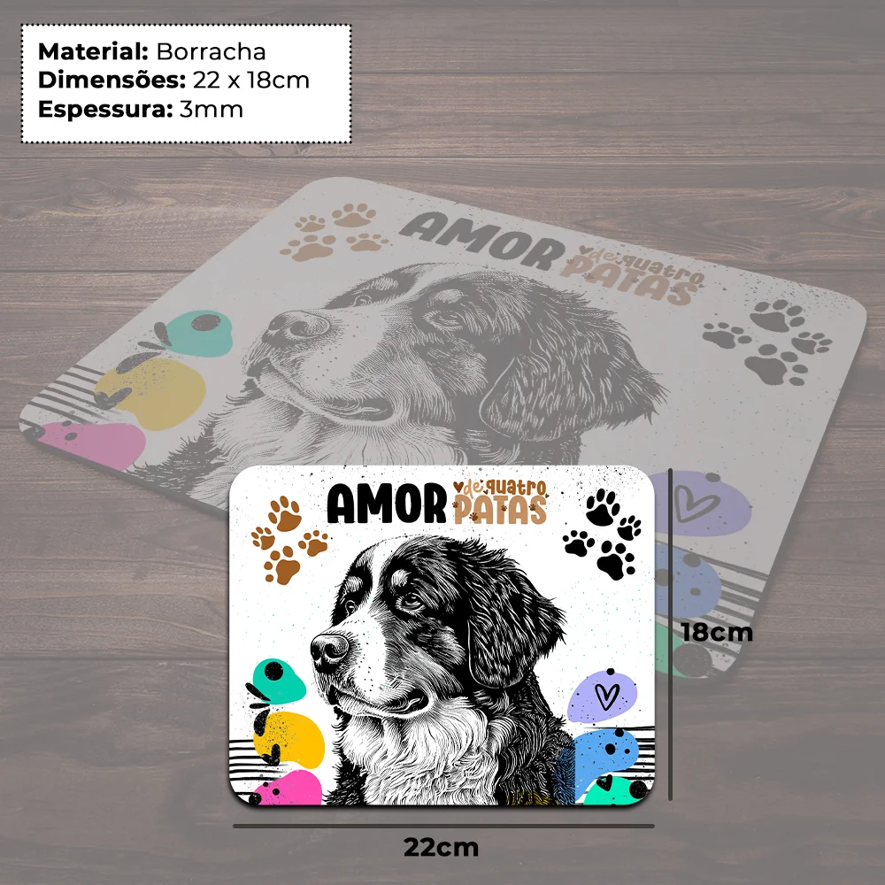 Imagem 2 de 4 do produto Mouse Pad Amor De Quatro Patas - Cachorro Bernese - 22x18