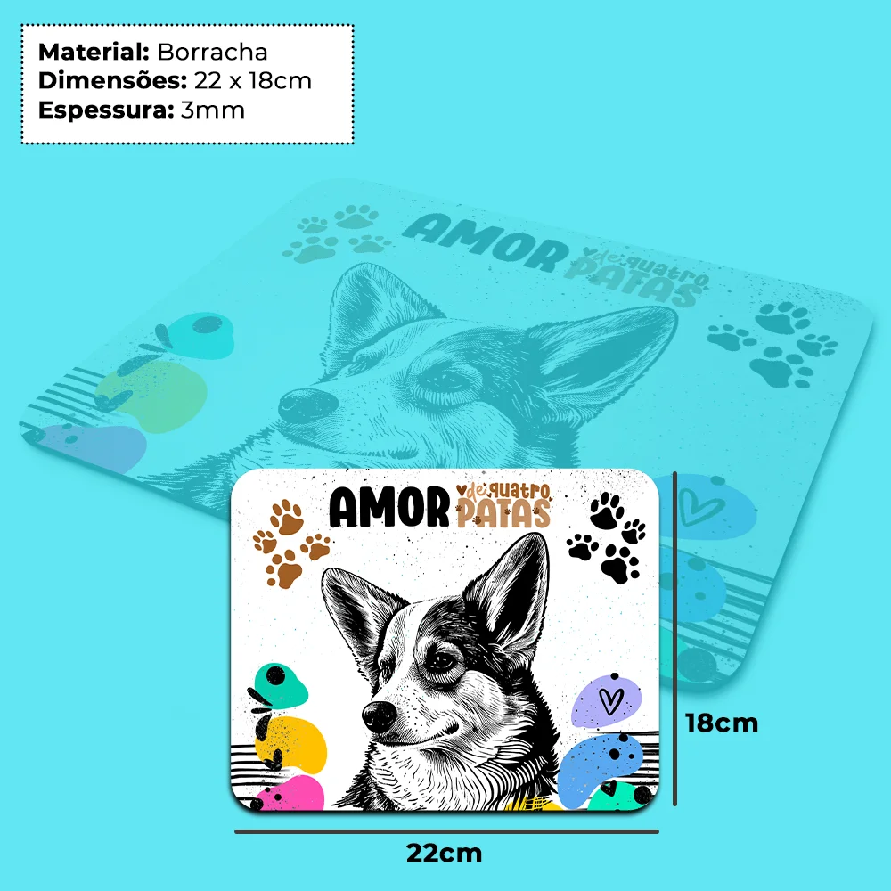 Mouse Pad Amor De Quatro Patas - Cachorro Corgi Mouse Pad Amor De Quatro Patas - Cachorro Corgi