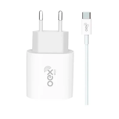 Carregadores Oex Kit Cabo 2 Em 1 Type-c Cg500 Branco