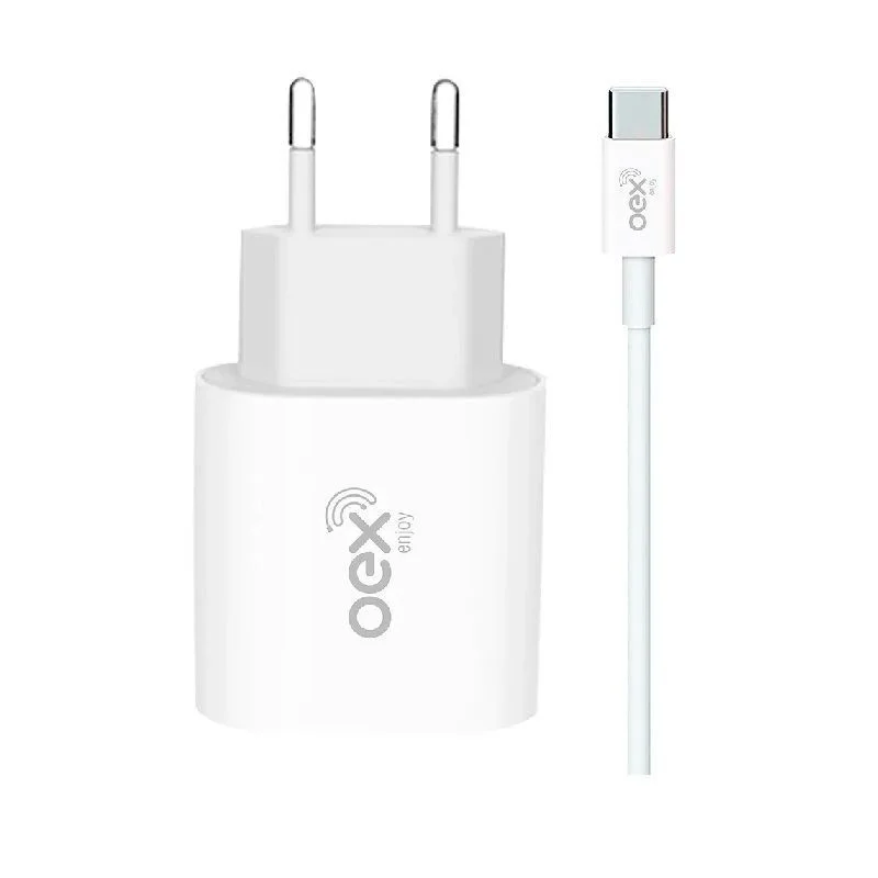 Imagem 1 de 3 do produto Carregadores Oex Kit Cabo 2 Em 1 Type-c Cg500 Branco