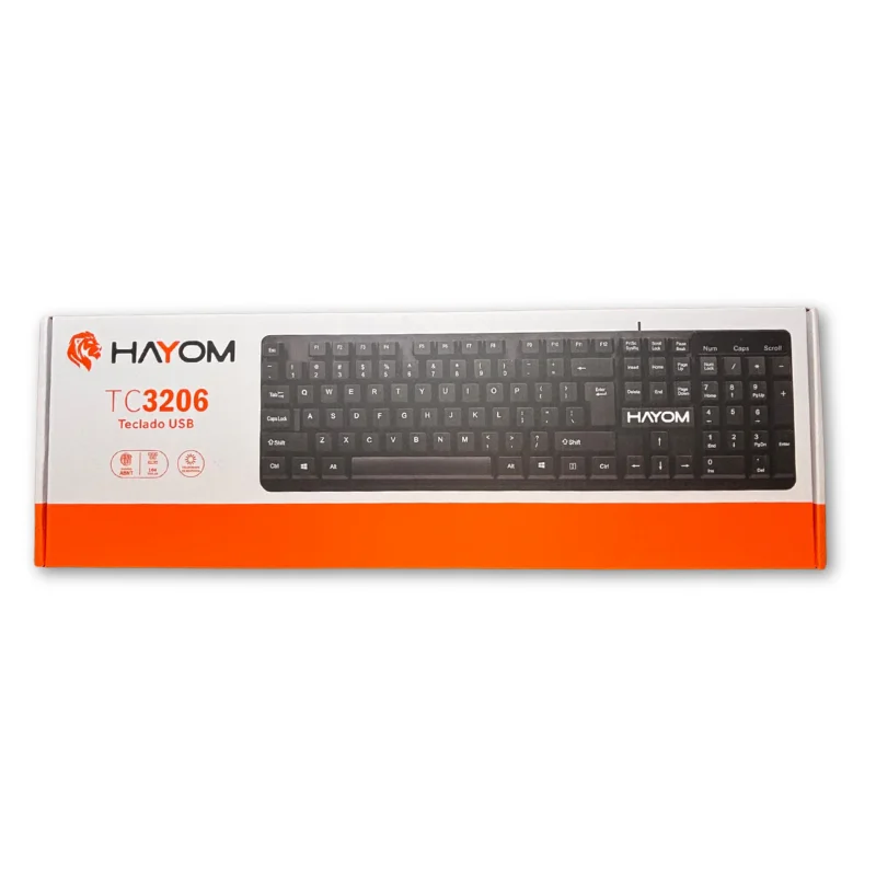 Imagem 2 de 3 do produto Teclado Office Hayom Tc3206 Usb 104 Teclas Abnt Ergonômico Silencioso Preto - Tc3206