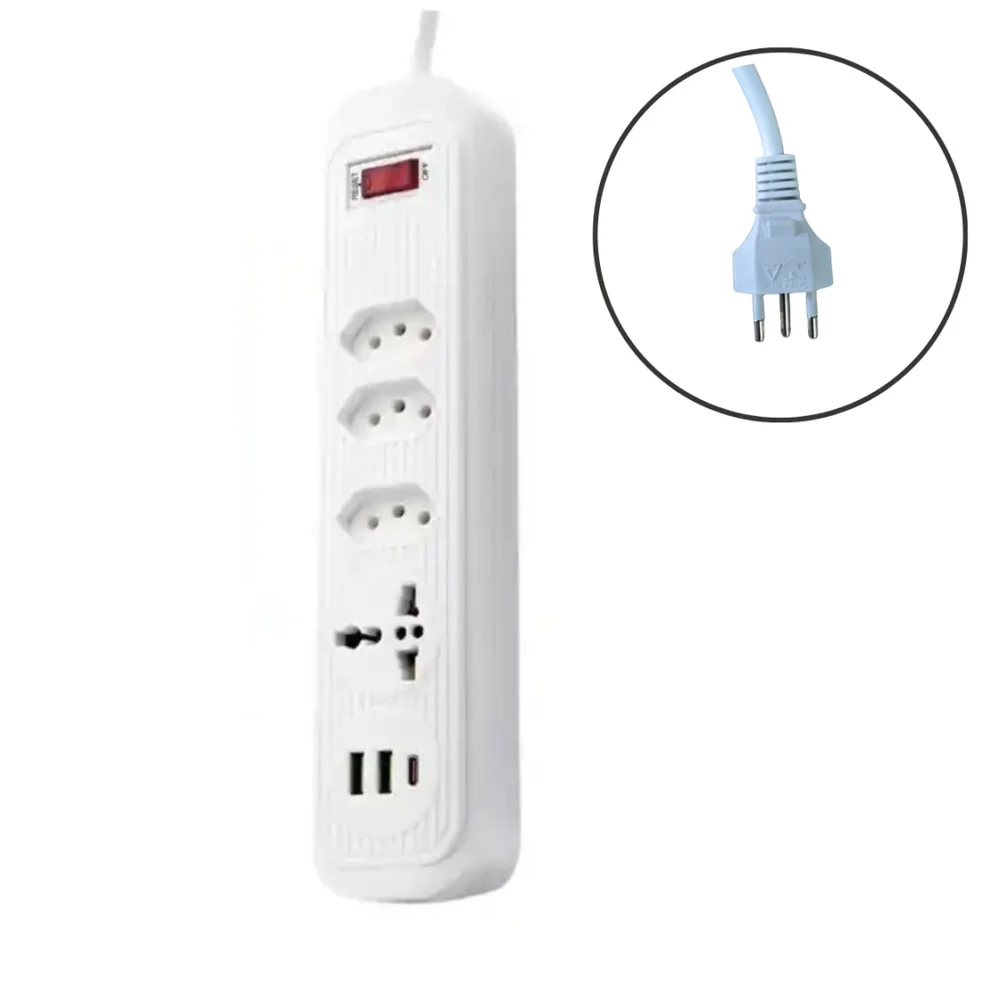 Imagem 2 de 3 do produto Extensão depuradora  De Linha Com 4 Tomadas E 3 Usb