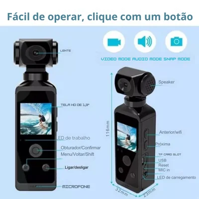 Câmera De Ação Esportiva Prova D'água 5k 270° 13mp Mt-5000 — foto 4