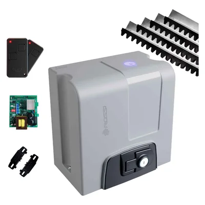 Kit Motor Rossi Dz4 Nitro Bivolt Para Portão 850kg Deslizante 2 Controles +4,5 Metros De Cremalheira