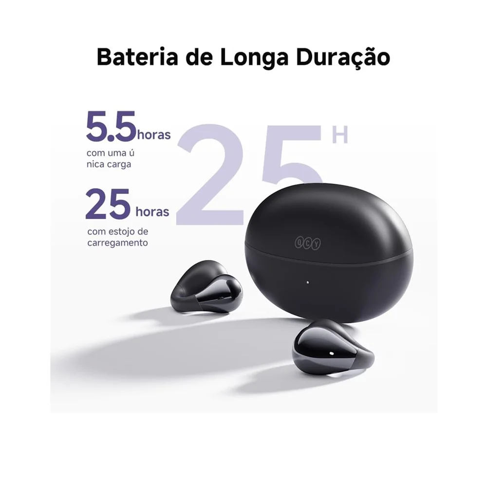 Fone De Ouvido Qcy Crossky C30, Bluetooth 5.4, Conforto Leve, Ajuste Estável, 25 Horas De Reprodução