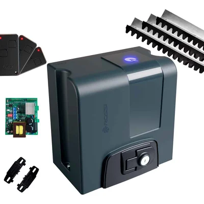 Kit Motor Rossi Dz Nano Nitro Bivolt Para Portão 650kg Deslizante 3 Controles +3 Metros Cremalheira