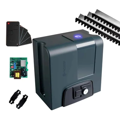 Kit Motor Rossi Dz Nano Nitro Bivolt Para Portão 650kg Deslizante 5 Controle + 3m Cremalheira