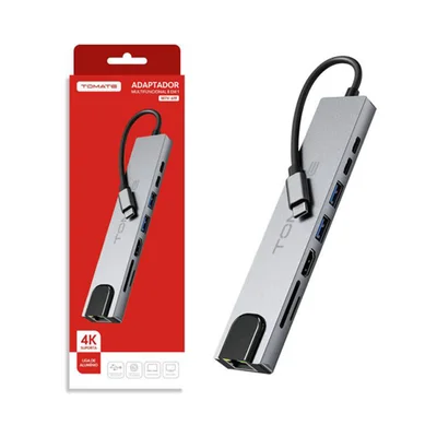Hub Dock 8 Em 1 Usb-c Tomate HDMI 4k Rede Rj45 Tf Sd Pd Usb