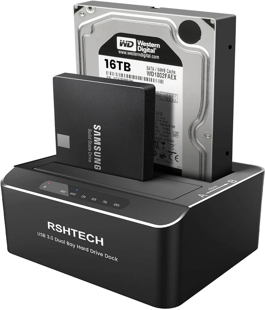 Dock Station De 2 Baias Alumínio Para Hd/ssd 2.5/3.5 Usb 3.0 - Clone Offline