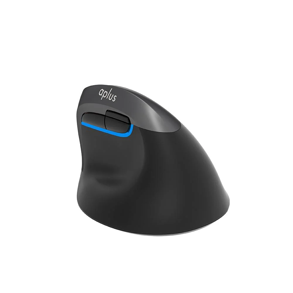 Imagem 2 de 4 do produto Mouse Ergonomico Sem Fio Aplus Ergos 541, Bluetooth e Wi-Fi, 6 Botões, 4000 DPI, Clique Silencioso, Iluminação Azul, Compatível com Windows e MacOS - ERGOS541