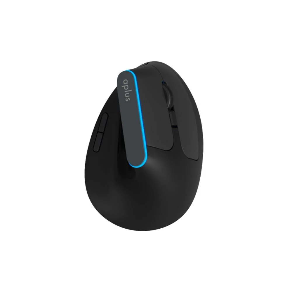 Imagem 2 de 4 do produto Mouse Sem Fio Ergonomico Aplus Ergos 433 com 6 Botões, Cliques Silenciosos, 1600 DPI, Iluminação Azul, Compatível com Windows e MacOS - ERGOS433