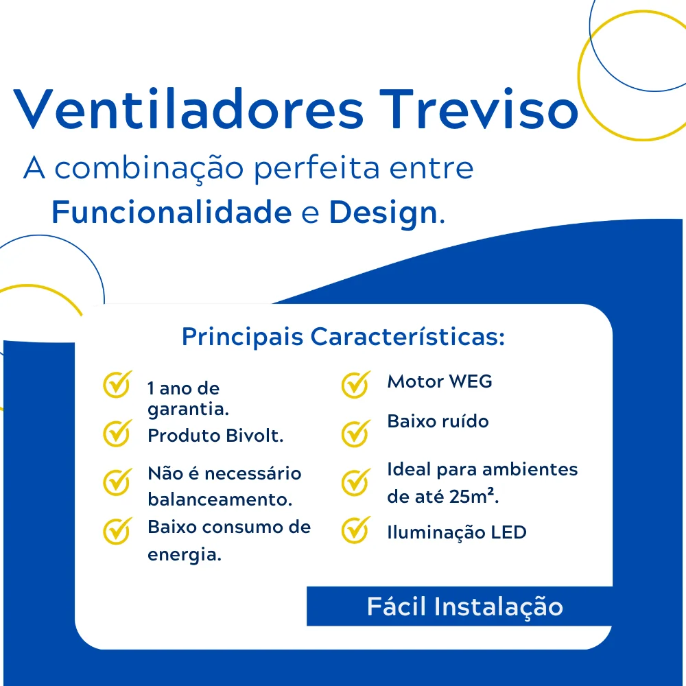 Imagem 3 de 5 do produto Ventilador De Teto Treviso Branco Elegance LED Bivolt