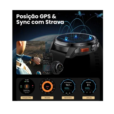 Smartwatch Haylou Solar Ultra, Gps Integrado, Conexão Strava, AmoLED 1.58" Hf009, Bluetooth - Preto — foto 4