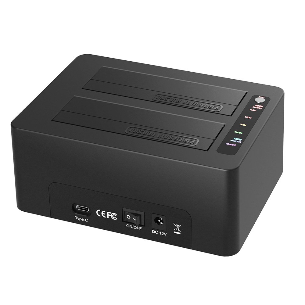 Dock Station 2 Baias Hd/ssd 2.5"/3.5" " Usb3.2 Gen2 10gbps Tipo-c - Função Clone