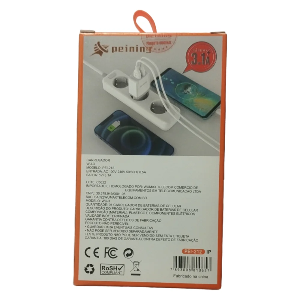 Imagem 3 de 3 do produto Carregador Ios 3.1a Peining Pei212ip