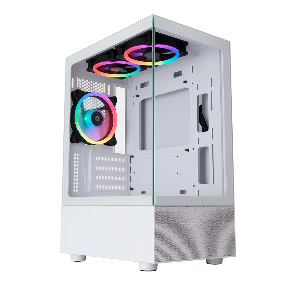 Imagem 2 de 5 do produto Gabinete Gamer K-mex Aquario Cg-w1tw Medusa Branco Micro Atx Sem Fan