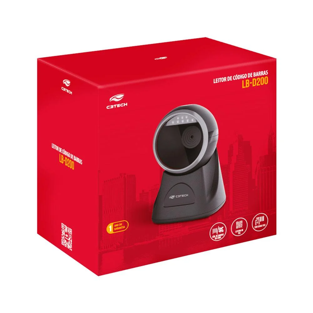 Leitor De Código De Barras C3tech Fixo 1d/2d Usb Lb-d200bk Leitor De Código De Barras C3tech Fixo 1d/2d Usb Lb-d200bk