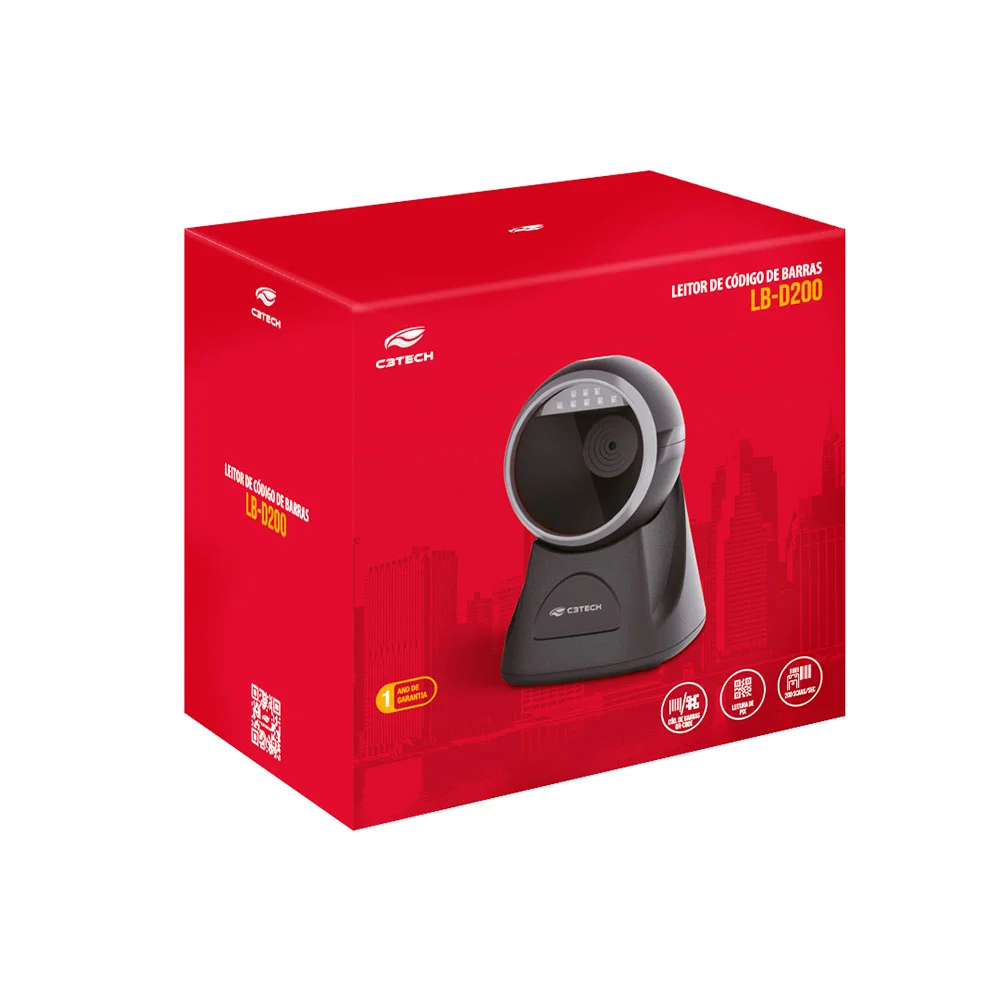 Leitor De Código De Barras C3tech Fixo 1d/2d Usb Lb-d200bk Leitor De Código De Barras C3tech Fixo 1d/2d Usb Lb-d200bk