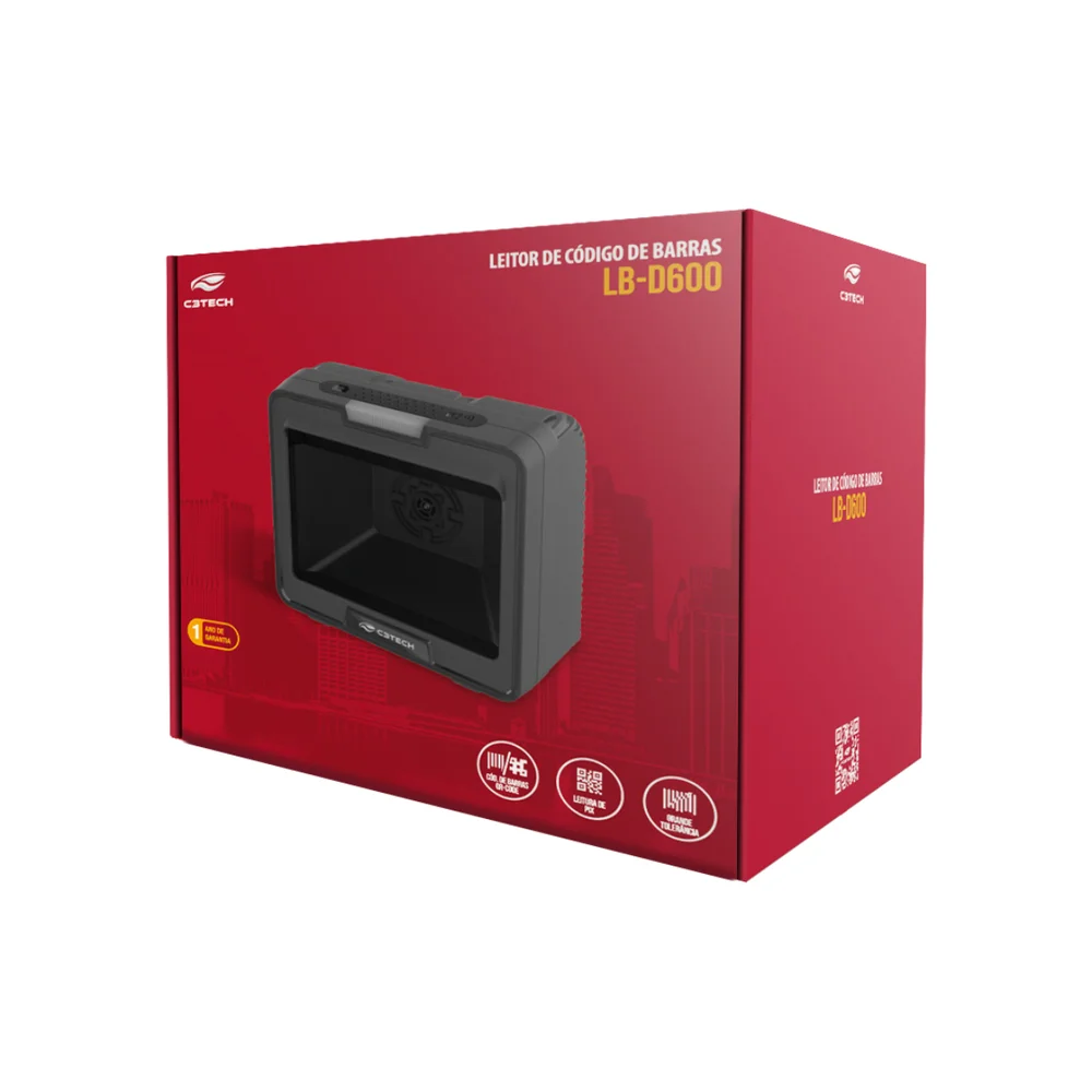 Imagem 2 de 5 do produto Leitor De Código De Barras C3tech Fixo 1d/2d Usb Lb-d600bk