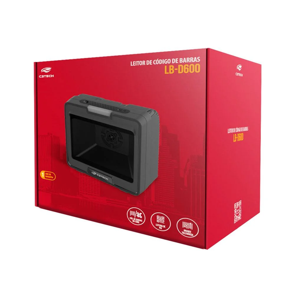 Imagem 3 de 5 do produto Leitor De Código De Barras C3tech Fixo 1d/2d Usb Lb-d600bk
