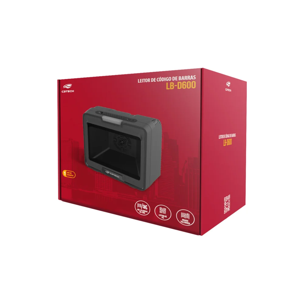 Imagem 4 de 5 do produto Leitor De Código De Barras C3tech Fixo 1d/2d Usb Lb-d600bk