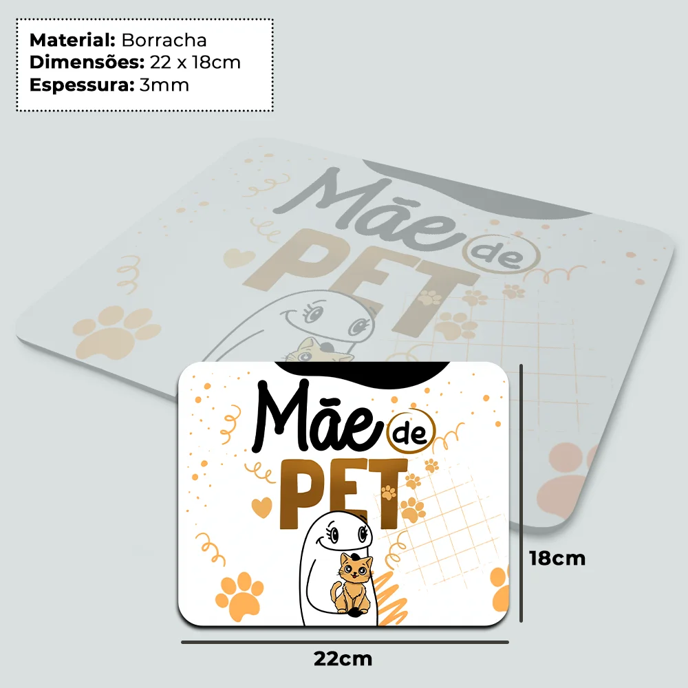 Imagem 4 de 4 do produto Mouse Pad Flork Mães - Mãe De Pet Gato - 22x18