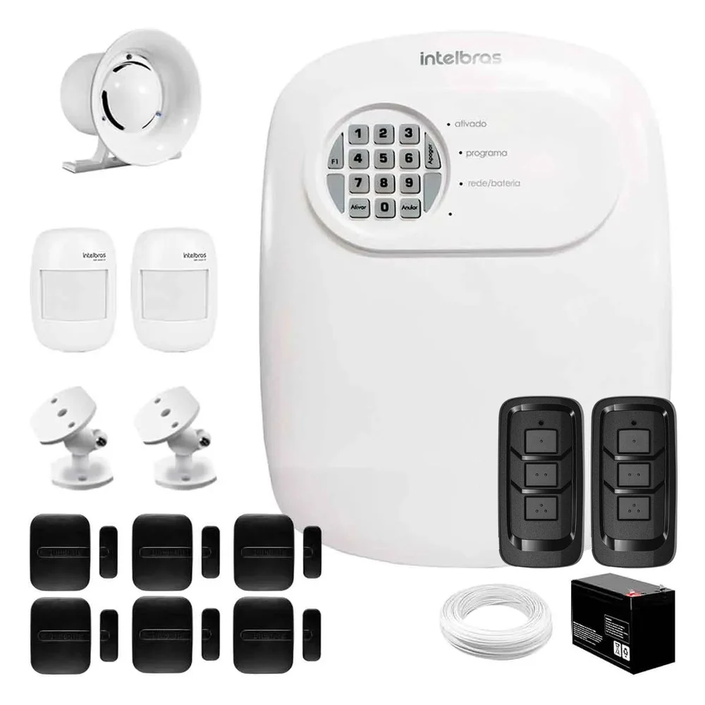 Kit Alarme Anm 24 Net Intelbras 2 Sensores Ivp 2000 Sem Fio, 6 Sensores Xas Smart Black, 2 Controles Kit Alarme Anm 24 Net Intelbras 2 Sensores Ivp 2000 Sem Fio, 6 Sensores Xas Smart Black, 2 Controles
