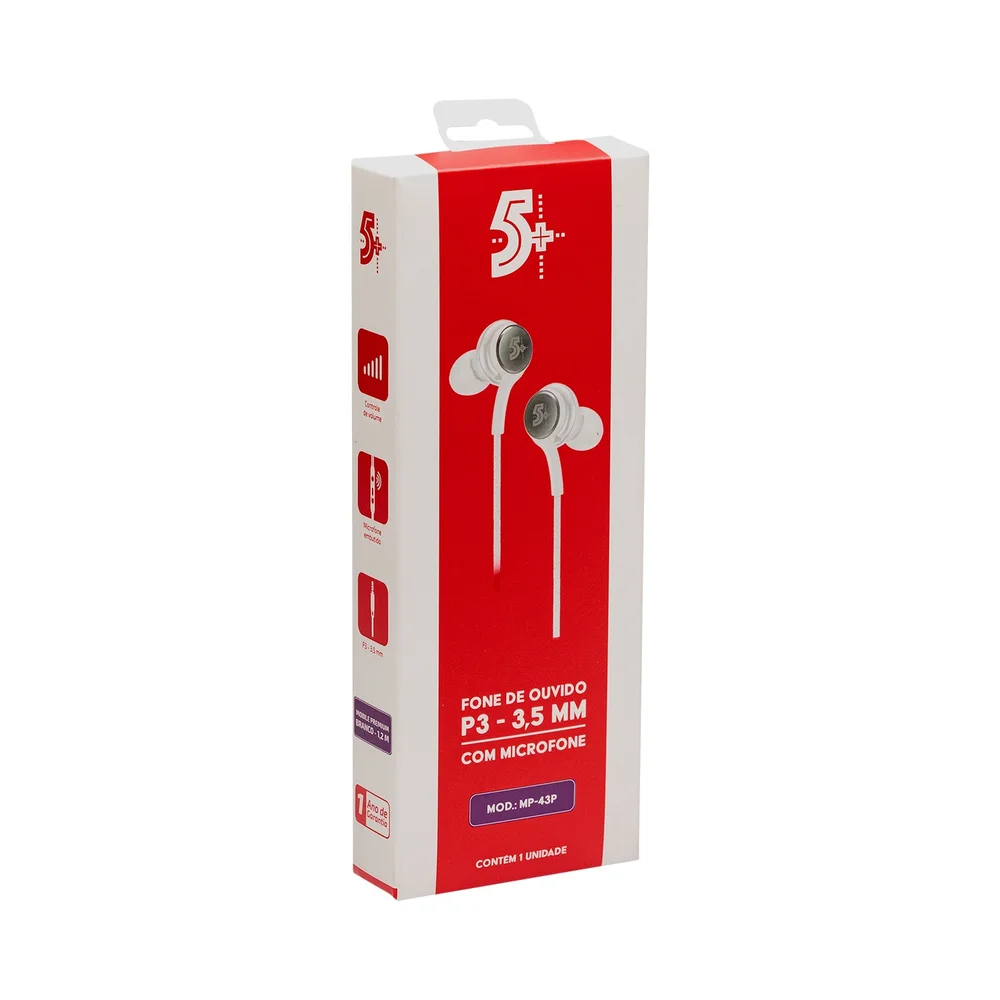 Imagem 2 de 3 do produto Fone De Ouvido Definicao Auricular Microfone Branco 1,20 M