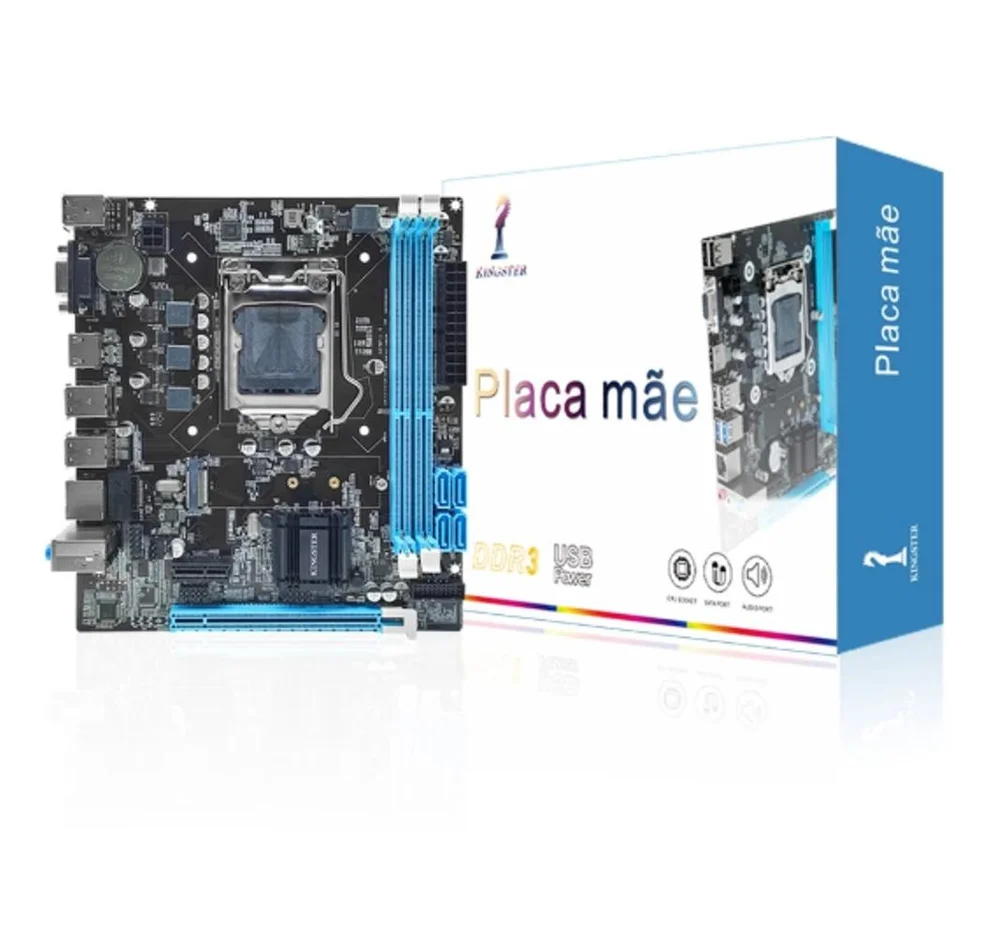 Placa Mãe LGA 1155 Chipset Intel H61 16gb Ddr3 Nvme M.2 Usb 3.0 HDMI 6