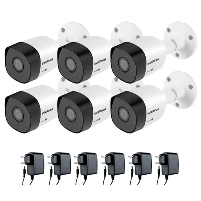 Kit 06 Câmeras De Segurança Vhd 3130 B G5 30m Infravermelho Intelbras Com Fonte De Alimentação