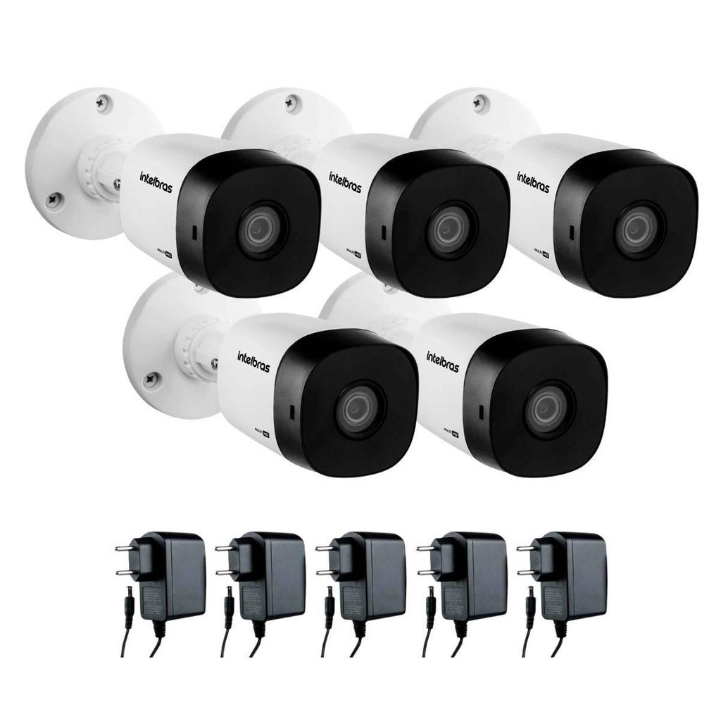 Kit 05 Câmeras De Segurança Vhl 1220 B G2 Hdcvi Full Hd 1080p Intelbras Com Fonte De Alimentação