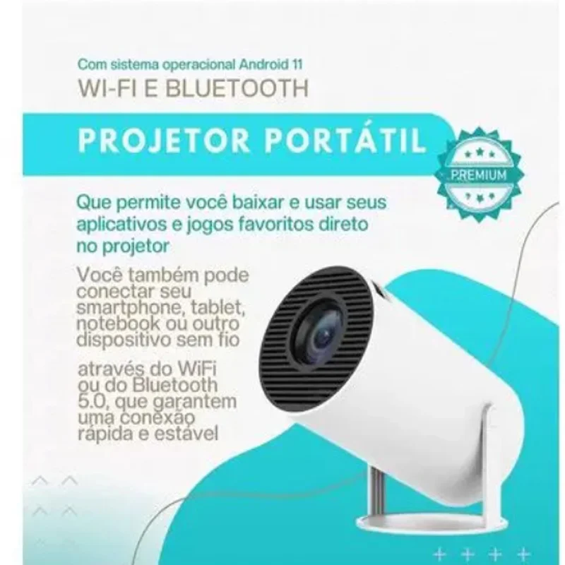 Imagem 2 de 5 do produto Mini Projetor Hy400  Portatil, 5g Wifi 6 Bluetooth 5.0, Smart
