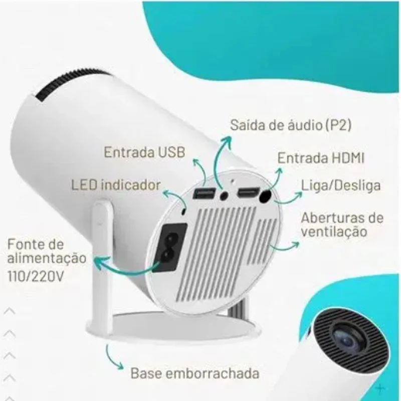 Imagem 3 de 5 do produto Mini Projetor Hy400  Portatil, 5g Wifi 6 Bluetooth 5.0, Smart