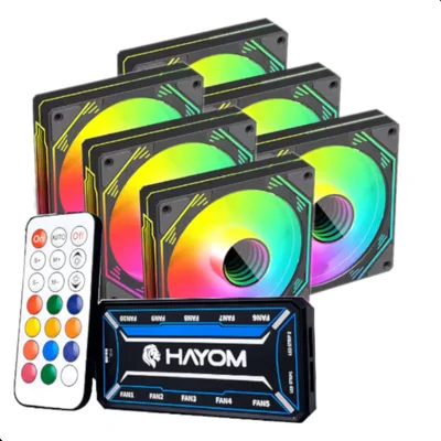 KIT 6 FAN COOLER COM CONTROLADORA E CONTROLE REMOTO