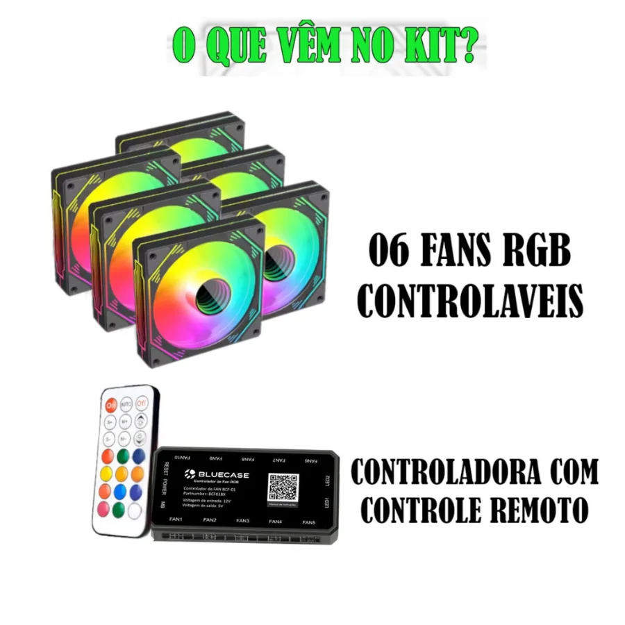 Imagem 5 de 5 do produto KIT 6 FAN COOLER COM CONTROLADORA E CONTROLE REMOTO