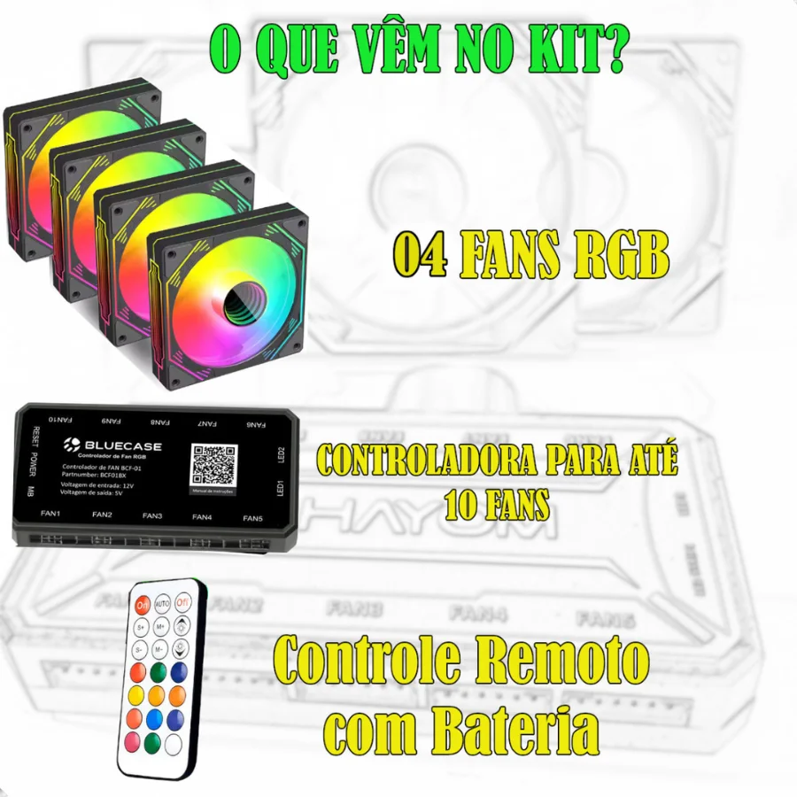 Imagem 5 de 5 do produto KIT 4 FAN COOLER COM CONTROLADORA E CONTROLE REMOTO