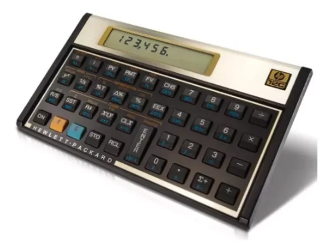 Calculadora Financeira Hp 12c Gold Dourada Com Funções Avançadas Para Cálculos Financeiros E Estatísticos.