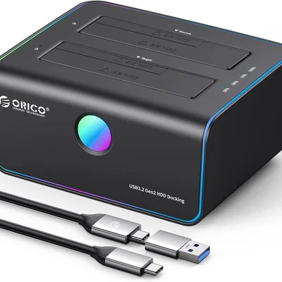 Dock Station Sata 2.5 E 3.5 Com 2 Entradas RGB Usb 3.2 Gen2 10gbps - Função Clone Offline