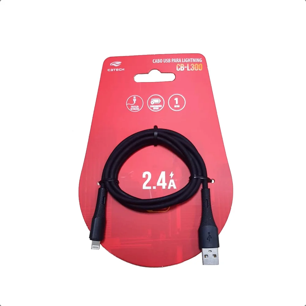 Imagem 4 de 5 do produto Cabo De Dados Usb Para Lightning 1m Preto Cb-l300bk C3tech