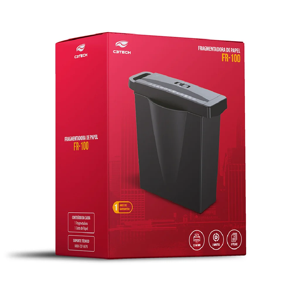 Fragmentadora C3tech Preta Fr 100bk 6