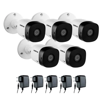 Kit 5 Câmeras De Segurança Vhl 1120 B Bullet Visão Noturna De 20m Intelbras Com Fontes De Alimentação