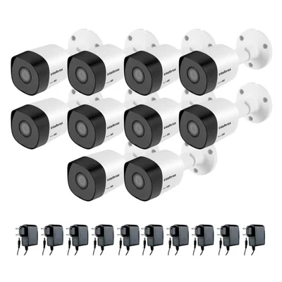 Kit 10 Câmeras De Segurança Hd 720p 1mp Vhd 3130 B G5 Intelbras 10 Com Fonte Alimentação