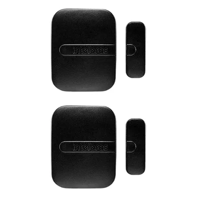 Kit 02 Sensores Magnético De Abertura De Porta E Janela Xas Smart Black Intelbras Sem Fio