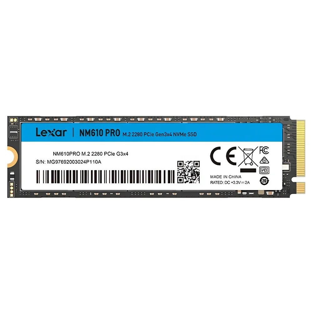 Imagem 3 de 3 do produto SSD M.2 1TB Lexar Nm610 Pro 2280 Nvme 1.4 PCie Gen3x4 Lnm610p001t-rnnng 3300/2600mb/s