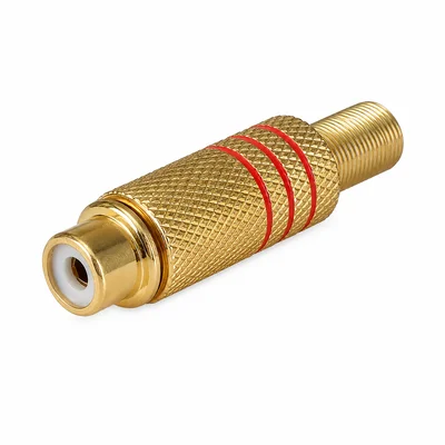 Conector Plug Rca Fêmea Dourado Tipo Mola