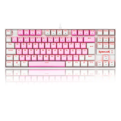 Teclado Mecanico Gamer Kumara Switch Blue Redragon K552pw Rosa E Branco